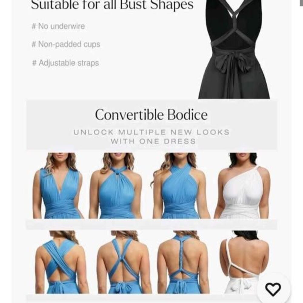 Popilush Shapewear Infinity Convertible Dress Bridesmaid - BLACK LRG NWT - Picture 6 of 6